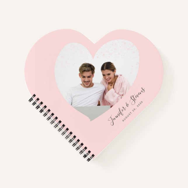 Cuaderno Personalizado Pareja FotoCorazón Rubor Rosa (Anverso)
