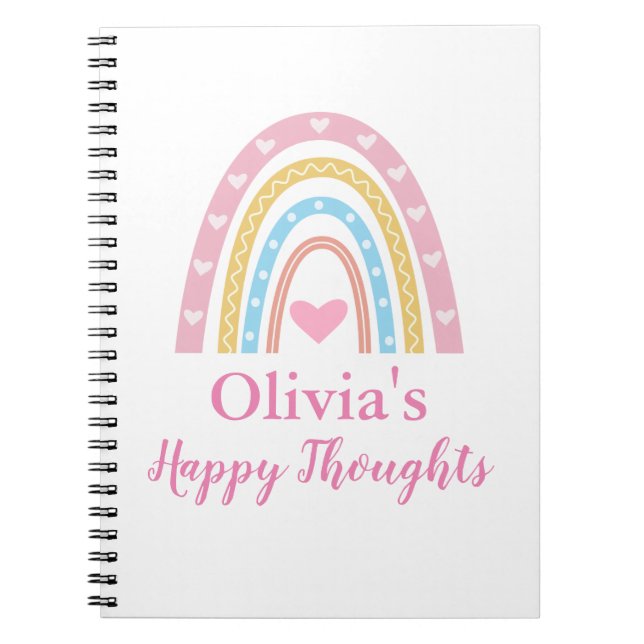 Cuaderno Personalizado Pastel Boho Arcoíris Niña  (Frente)