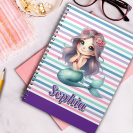 Cuaderno Personalizado Patrón a rayas de Sirena