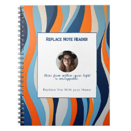 Cuaderno Personalizado Patrón de Onda Azul y Naranja