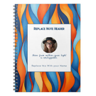 Cuaderno Personalizado patrón de onda azul y naranja 