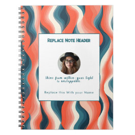 Cuaderno Personalizado Patrón de Onda Azul y Naranja