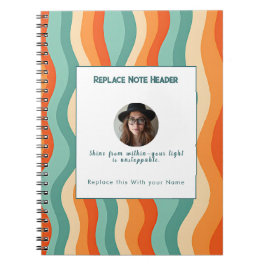 Cuaderno Personalizado Patrón de Onda Naranja y Turquesa