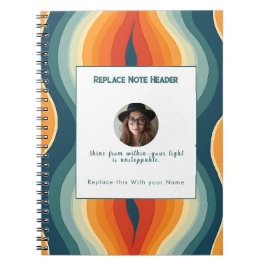 Cuaderno Personalizado Patrón de Onda Naranja y Turquesa
