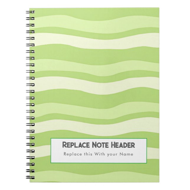 Cuaderno Personalizado Patrón de Onda Verde Lima  (Frente)