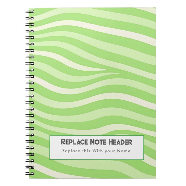 Cuaderno Personalizado Patrón de Onda Verde Lima  (Frente)