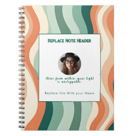 Cuaderno Personalizado patrón de onda verde y naranja