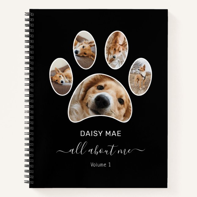 Cuaderno Personalizado Paw Mascota Collage de fotos Nombre  (Anverso)