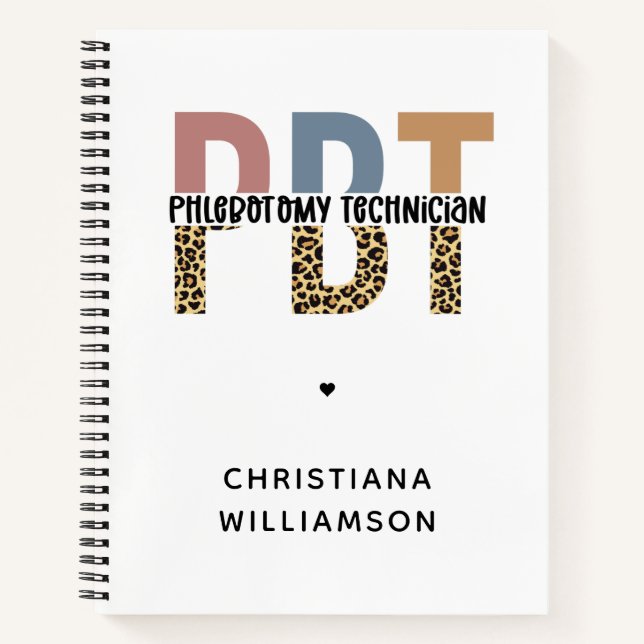 Cuaderno Personalizado PBT Phlebotomy Technician Leopard Pr (Anverso)