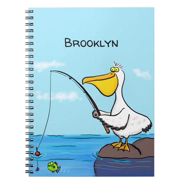 Cuaderno Personalizado pelícano de pesca divertida (Frente)