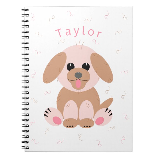 Cuaderno Personalizado personalizada Puppy Dog Pastel Simpl (Frente)