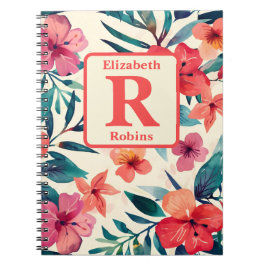 Cuaderno Personalizado personalizado de flores de hibisco d
