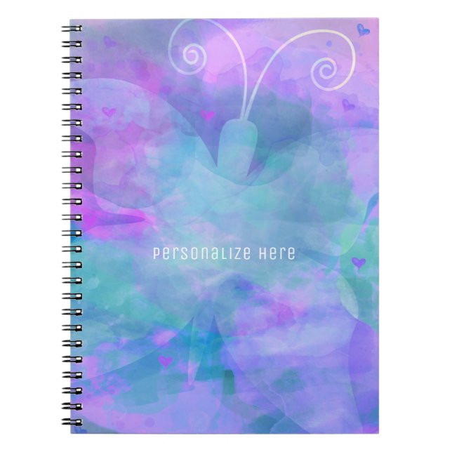 Cuaderno Personalizado personalizado de mariposa color agua (Frente)