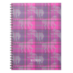 Cuaderno Personalizado preppy caballo malva morado tartán