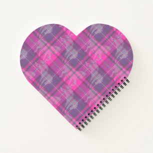 Cuaderno Personalizado preppy corazón tartán de caballo mor