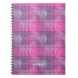 Cuaderno Personalizado preppy corazón tartán de caballo mor