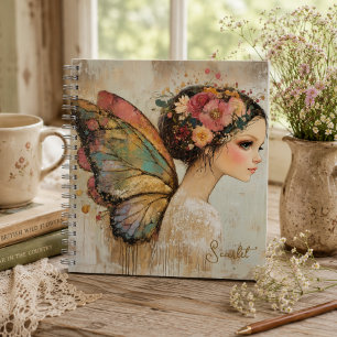 Cuaderno Personalizado Pretty Boho Mariposa Hada Pastel