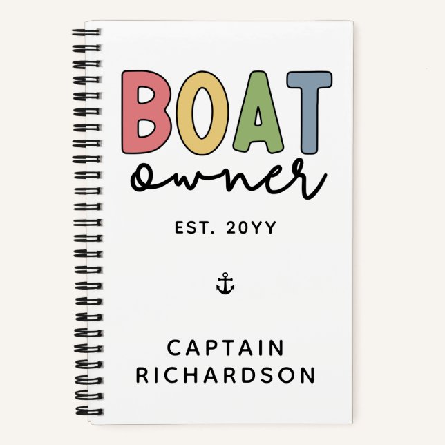 Cuaderno Personalizado Propietario de barcos creó un nuevo  (Anverso)