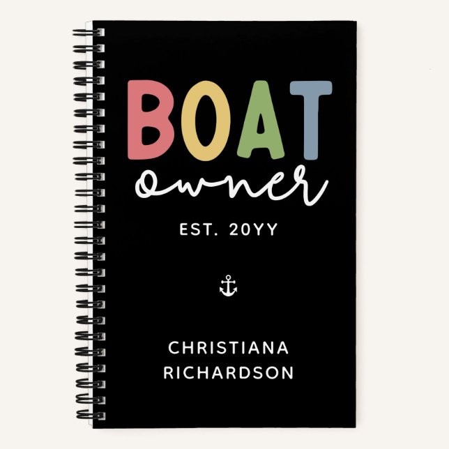 Cuaderno Personalizado Propietario del barco creó un nuevo  (Anverso)