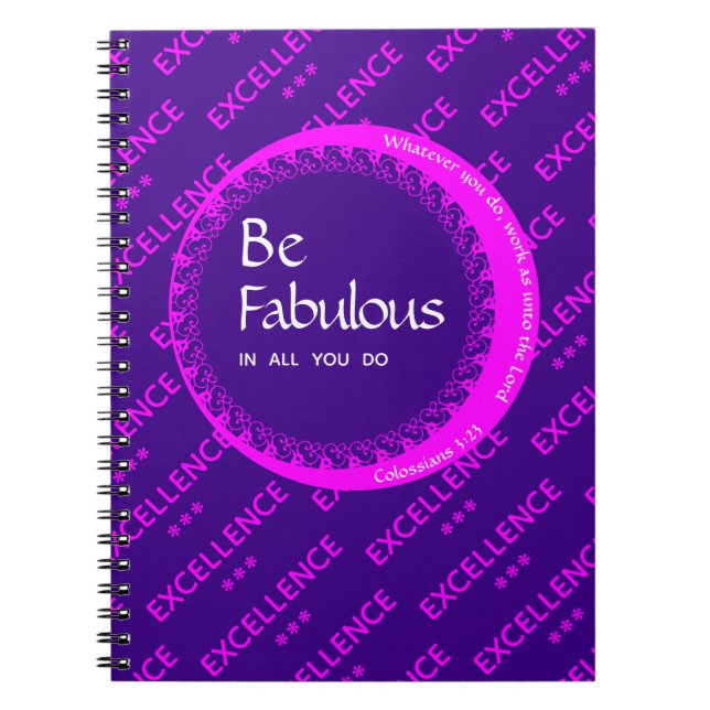 Cuaderno Personalizado Púrpura Rosa Motivacional SER FABULO (Frente)