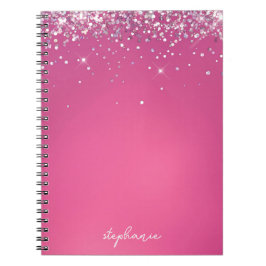 Cuaderno Personalizado Purpurina rosa moderno