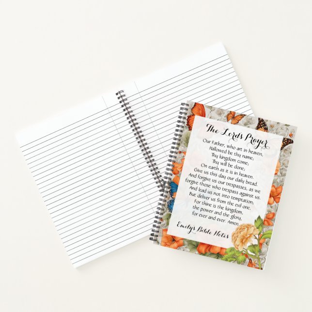 Cuaderno personalizado que contiene la Oración del (Interior)