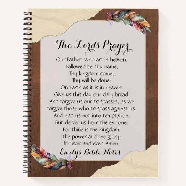 Cuaderno personalizado que contiene la Oración del (Anverso)