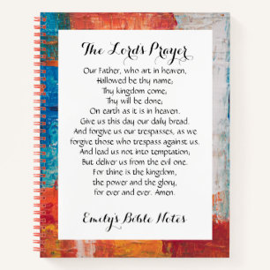 Cuaderno personalizado que contiene la plegaria de