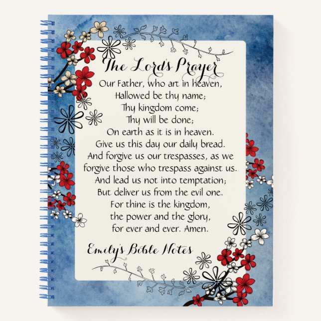 Cuaderno personalizado que contiene la plegaria de (Anverso)