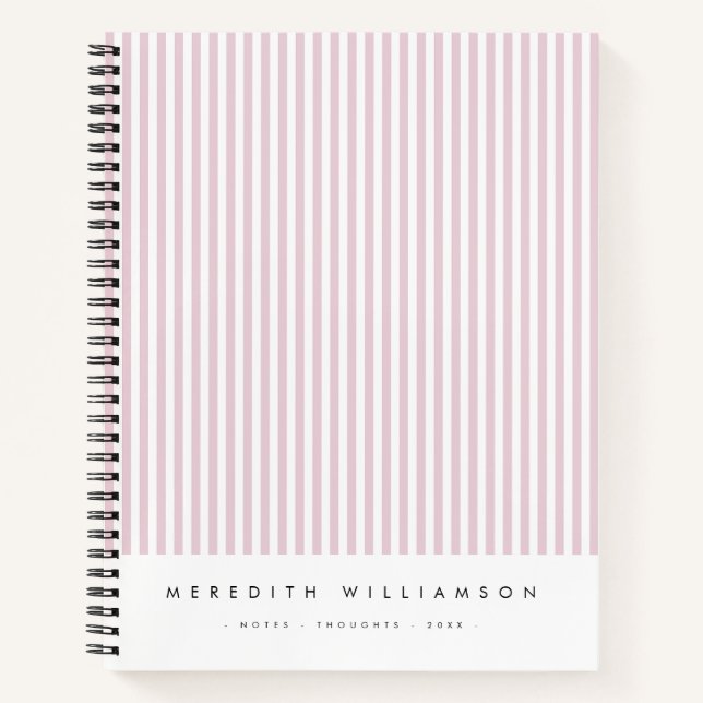 Cuaderno Personalizado Rayas Rosa Rubor (Anverso)