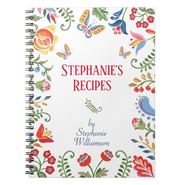 Cuaderno Personalizado Receta Bloc de notas Flor de arte fo (Frente)