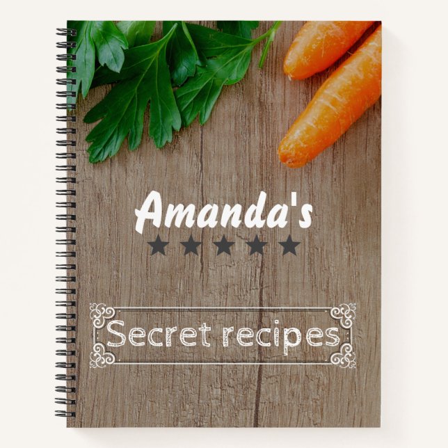 Cuaderno Personalizado Recetas secretas de diseño de madera (Anverso)