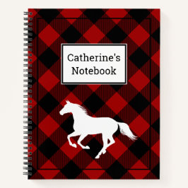 Cuaderno Personalizado Red Buffalo Plaid Horse Lover