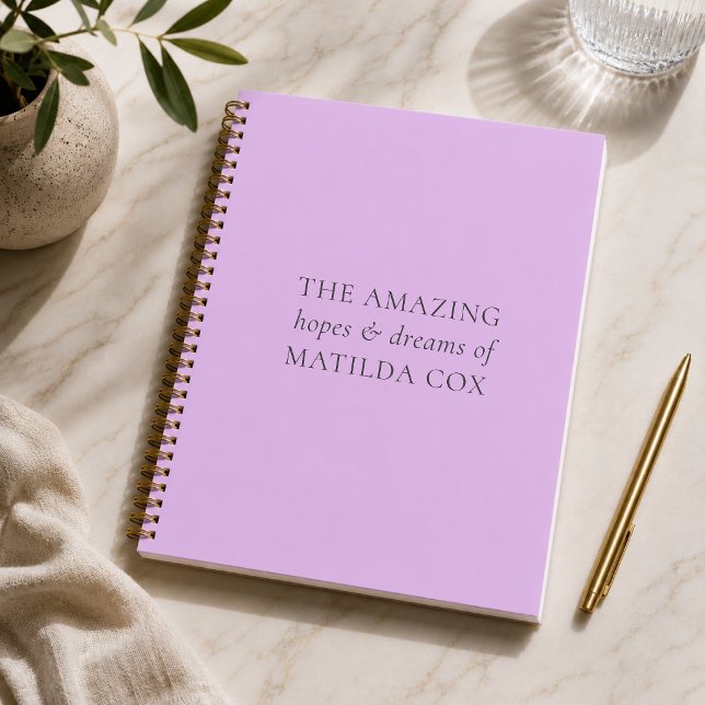 Cuaderno personalizado | Regalo de cuaderno de Esp (Personalized lavender hopes and dreams journal with custom name for thoughtful writing.)
