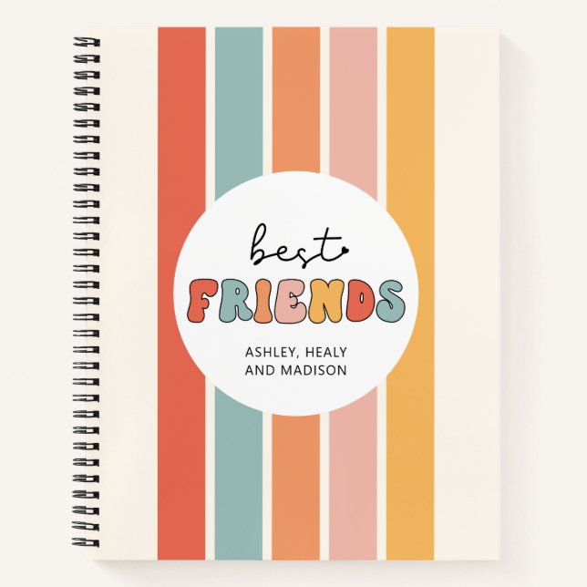 Cuaderno Personalizado Retro Mejor Amigos BFFs Cute Besties (Anverso)