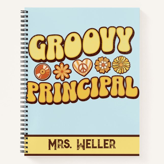 Cuaderno Personalizado Retro Vintage Groovy Principal Flor (Anverso)