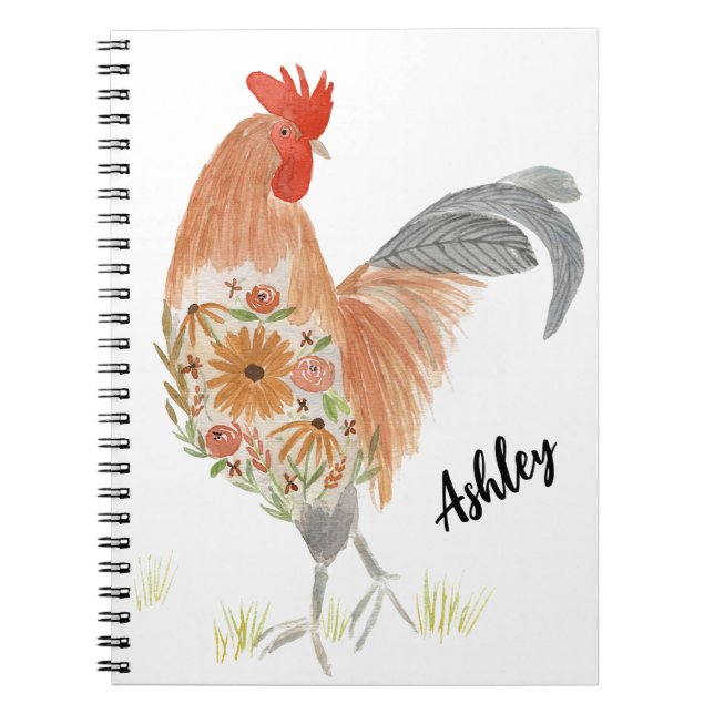 Cuaderno Personalizado Rooster Watercolor (Frente)