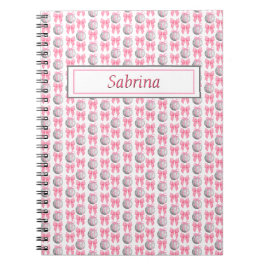 Cuaderno Personalizado Rosa Bows Disco Balls Coquette Gigan