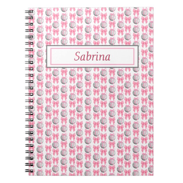 Cuaderno Personalizado Rosa Bows Disco Balls Coquette Gigan (Frente)