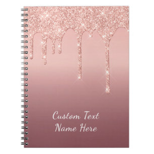 Cuaderno Personalizado Rosa de texto Oro Purpurina Rubor Pe