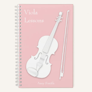 Cuaderno Personalizado rosa de un estudiante de música blan