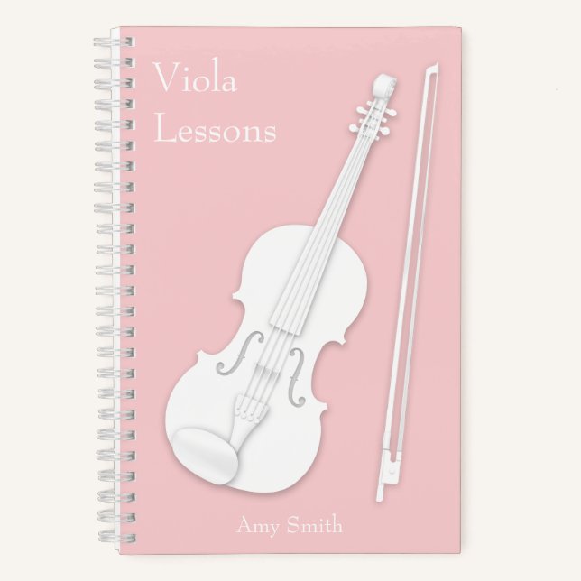 Cuaderno Personalizado rosa de un estudiante de música blan (Anverso)