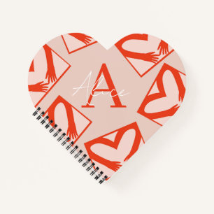 Cuaderno Personalizado rosa Girly Monograma goteo Amor en f