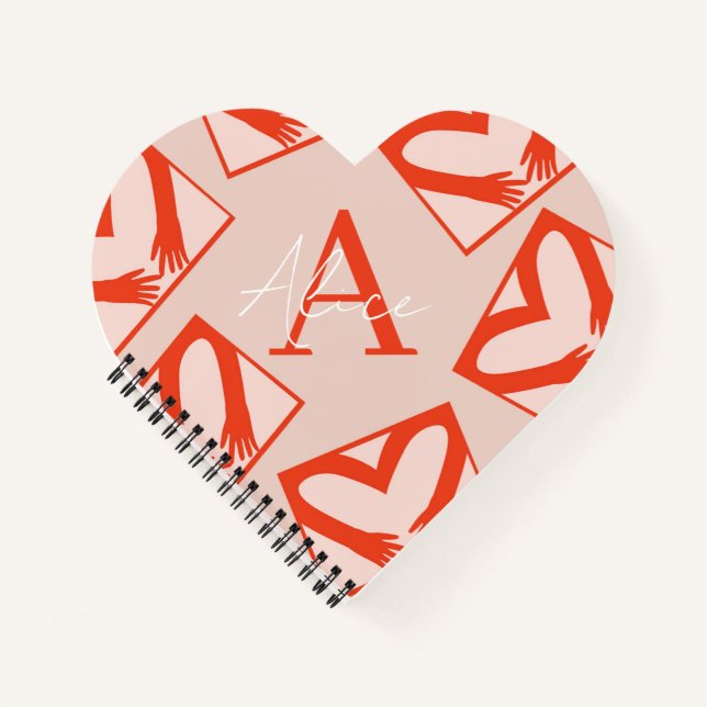 Cuaderno Personalizado rosa Girly Monograma goteo Amor en f (Anverso)