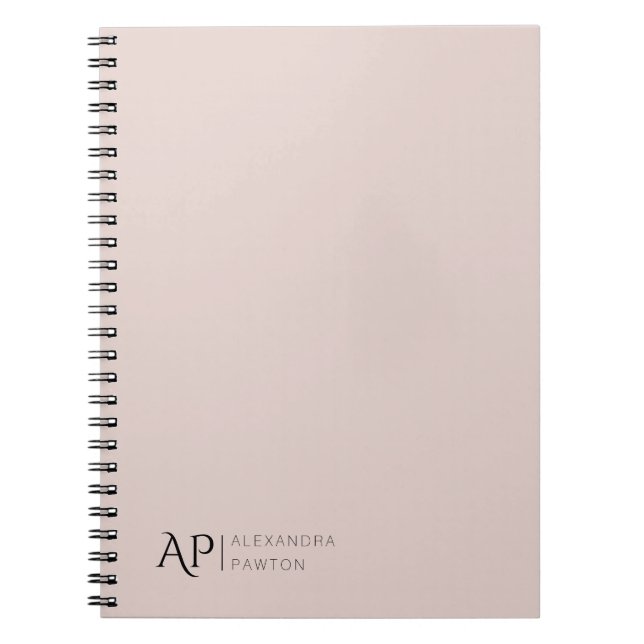 Cuaderno Personalizado Rosa ligero Iniciales personales (Frente)