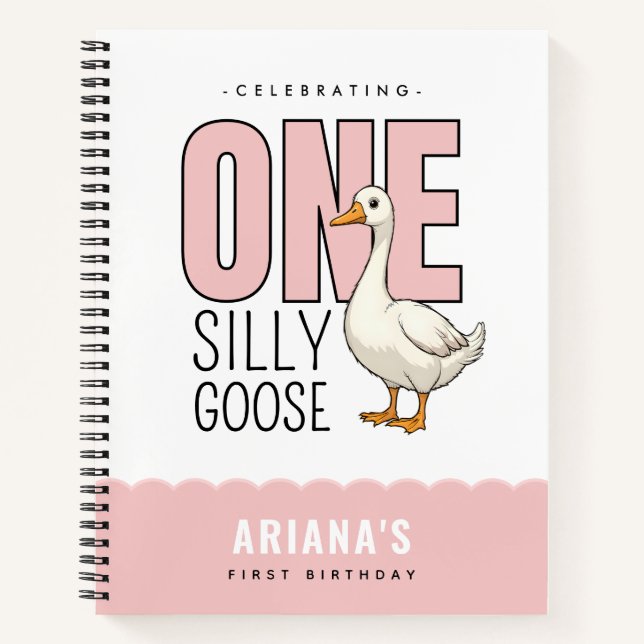 Cuaderno Personalizado rosa moderno primer cumpleaños de un (Anverso)