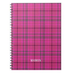 Cuaderno Personalizado rosa y púrpura escocés a cuadros mod