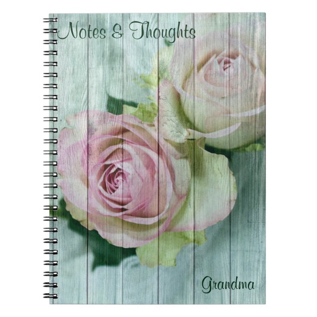 Cuaderno Personalizado, rosas rosadas chic de Shabby, Diari (Frente)