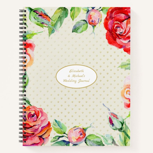 Cuaderno Personalizado Roses Roses Oro Boda Moda de ducha d (Anverso)