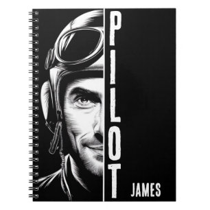 Cuaderno Personalizado, Rostro de Piloto, Cómic, Blanco y N